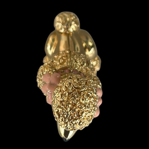 VTG 1999 Estee Lauder Poodle Solid Perfume Compact ONLY Dazzling Gold Rhinestone - Picture 3 of 9